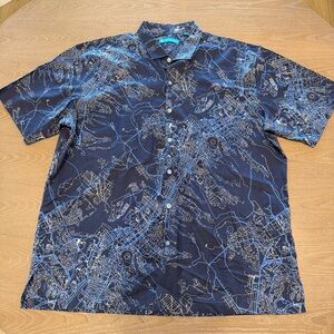 Tori Richard Men’s Blue Patterned Short Sleeve Button Down Shirt XL